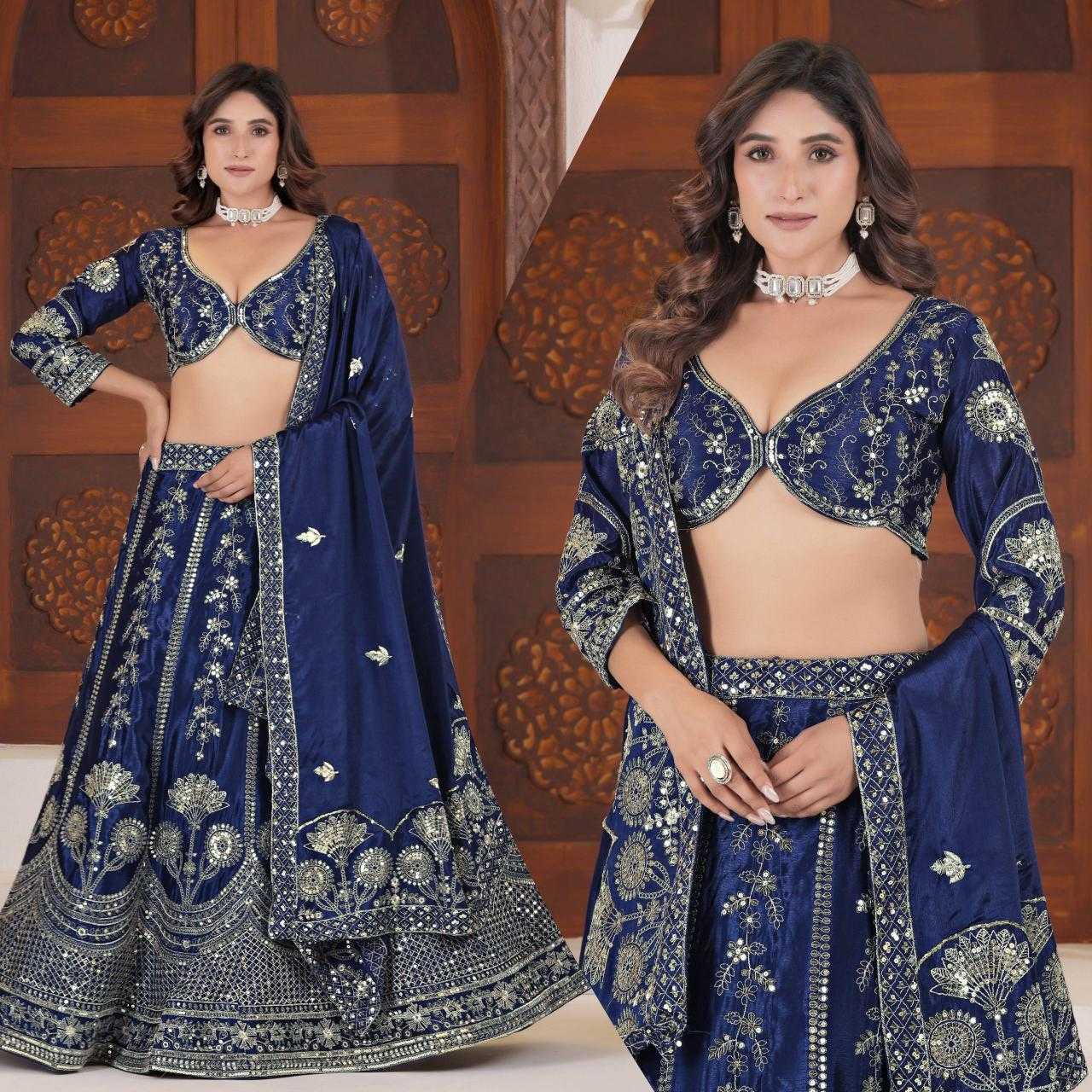 Chinon Silk Designer Sequins Lehenga Outfits